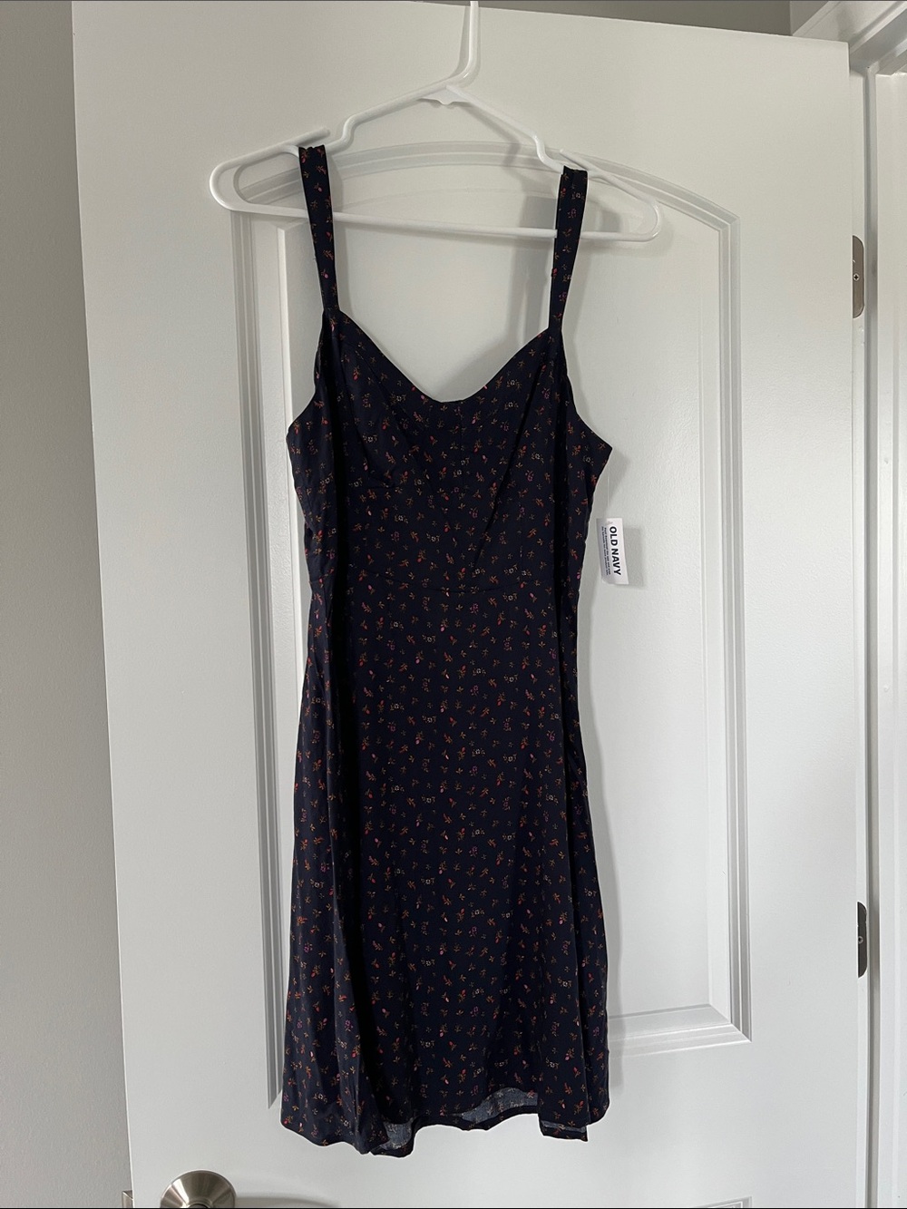 Old Navy Navy Mini Slip Dress with Pink Floral Print